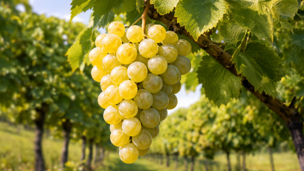 Doral Weintrauben an Reben im Weingut Cave de La Côte
