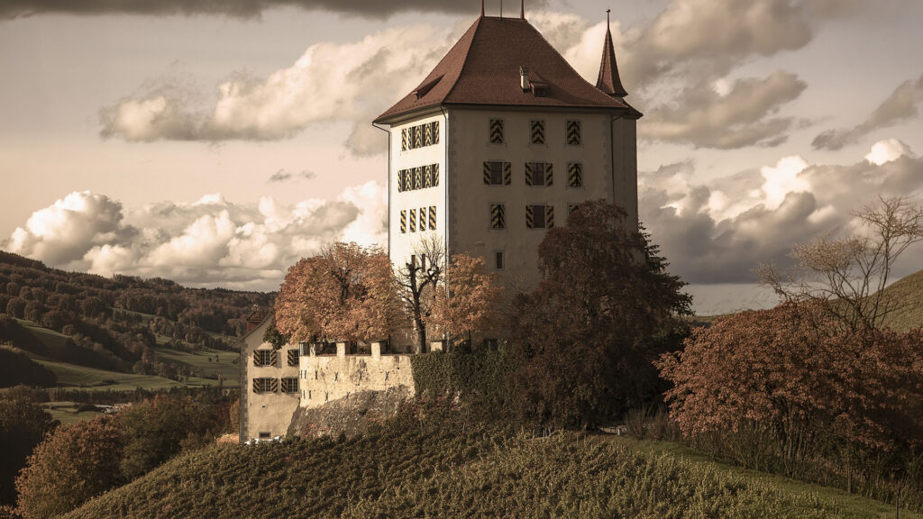 Château Heidegg sur les vignobles du domaine Kaiserspan à Lucerne, bâtiment historique entre les vignobles