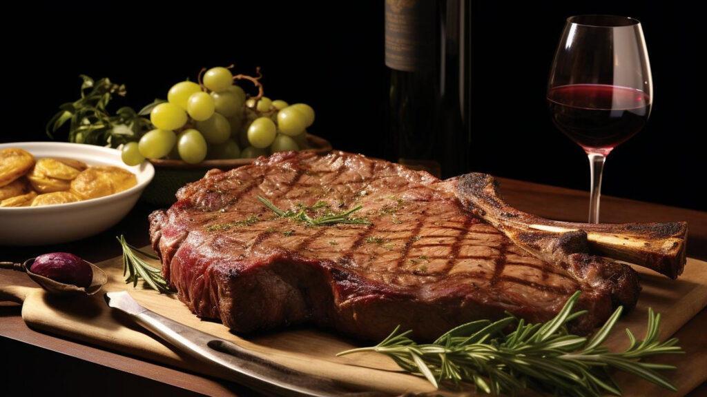 Bistecca alla Fiorentina - die Fleischspezialität aus der Toskana, zu der ein Sangiovese Rotwein hervorragend mundet