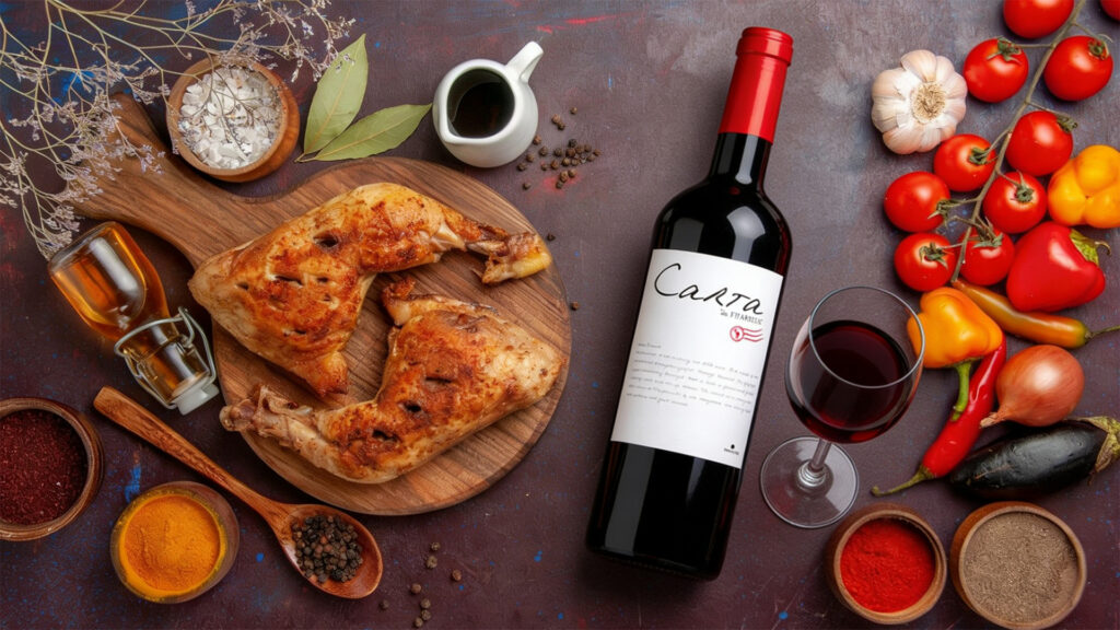poulet grillé-épicé-carta-vin rouge-portugal-foodpairing