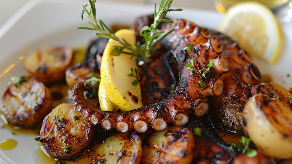 Rebsorte-Prensal-Blanc-Weingut-Foodpairing-gegrillter-Oktopus-Tintenfisch-Mallorca